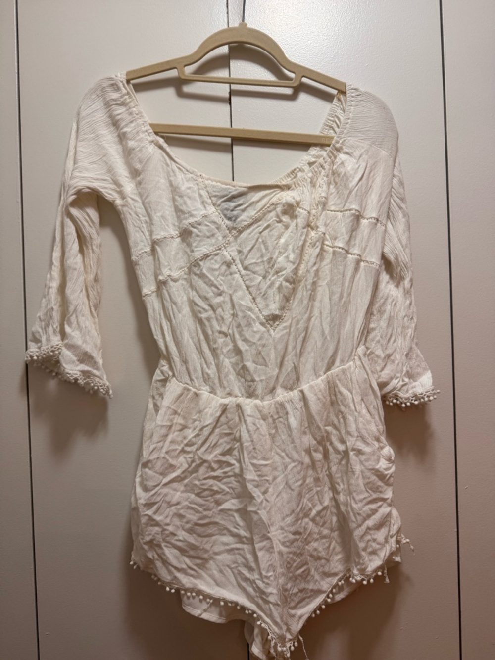 Aqua white 3/4 sleeve romper
